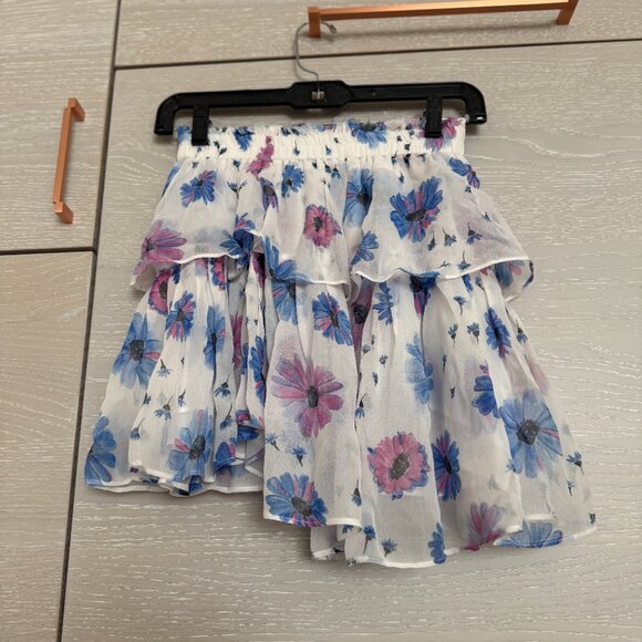 LoveShackFancy Ruffle Mini Skirt in the Deep Cotton Candy color - Picture 4 of 5